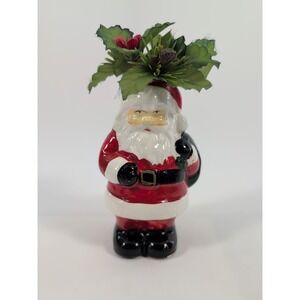 Vintage Santa 6" Planter Ceramin J.S.N. Made In Taiwan Christmas Decor